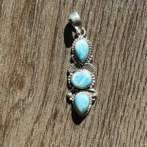 925 Sterling Silver Triple Larimar Pendant